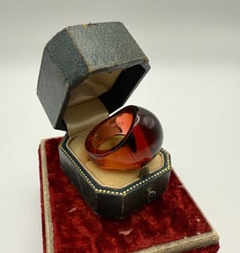 Vintage 1935 SS Normandie Glass Souvenir Ring