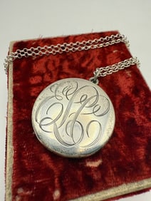 Antique Sterling Silver Monogram Locket Pendant