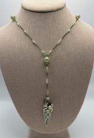 Vintage Art Deco Glass Grapes Flapper Necklace