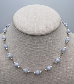 Vintage Sterling Silver & Blue Lace Agate Necklace