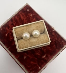 Estate 14kt Yellow Gold & Cultured Pearl Earrings
