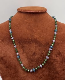 Estate 14kt Gold & Faceted Gemstone Bead Necklace