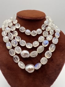 Lena Skadegard Moonstone & Cultured Pearl Necklace