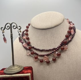 Chan Luu Necklace Garnet, Carnelian & Rose Quartz