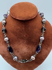 Chan Luu Amethyst Pearl & Smoky Quartz Necklace