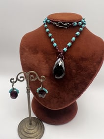 Chan Luu Faceted Garnet & Turquoise Jewelry Set