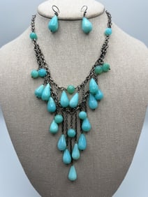 Chan Luu Double Stand Larimar Fringe Necklace