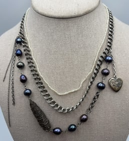 Chan Luu Necklace Sterling & Pearl Necklace