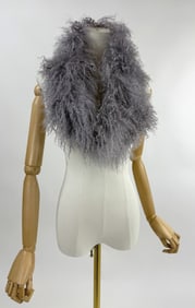 Vintage Adrienne Landau Grey Mongolian Fur Scarf