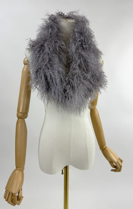 Vintage Adrienne Landau Grey Mongolian Fur Scarf (1 of 7)