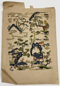 Antique Chinese Forbidden Stitch Silk Embroidery