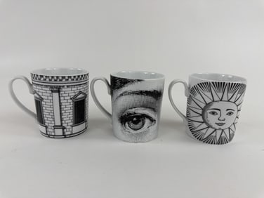 Group of Three Pietro Fornasetti Porcelain Mugs
