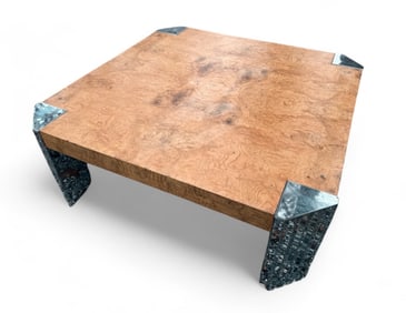 Milo Baughman Designer Burl Wood Coffee Table