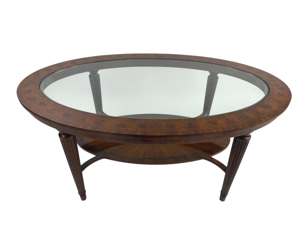 Maitland Smith Inlaid Coffee Table w Glass Top (1 of 9)