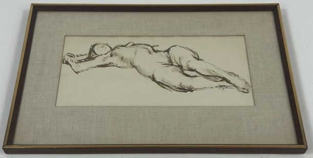 Richard Segalman (1934-2021) Original Watercolor: Richard Segalman (1934-2021) Original Watercolor Painting. One of five paintings by the artist in this auction. Watercolor painting of a nude female reclining. Custom framed and matted. Measures 13.5