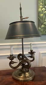 Vintage Bronze Double Swan or Serpent Table Lamp