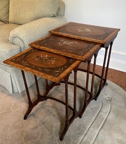 Set of Three Hand Painted Nesting Table End Tables