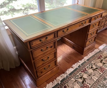 Vintage Embossed Leather Top Desk Made by Sligh