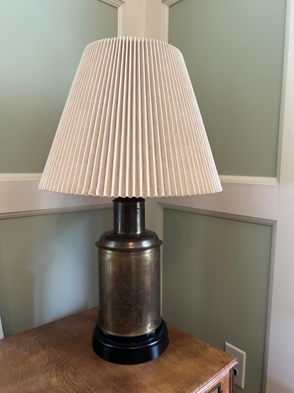 Vintage Chinese Brass Tea Caddy Mount Lamp (1 of 6)