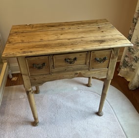 Antique Pine Wood Chippendale Style Low Boy