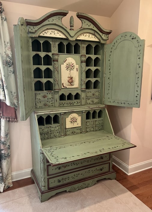 Impressive Hand Painted Secretary Desk Cabinet (1 of 11)