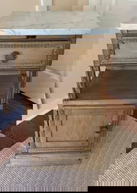 Antique 19th C Pine Wood Nightstand Marble Top