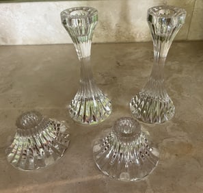 Two Pairs of French Baccarat Crystal Candlesticks