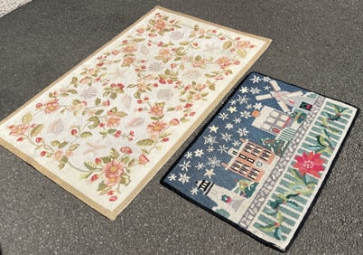 Two Nantucket Hooked Rugs by Claire Murray