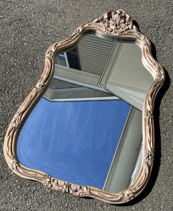 French Rococo Style Silver Leaf Tone Wall Mirror (1 of 5)