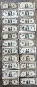Collection of 1980s Vintage $1 One Dollar Bills