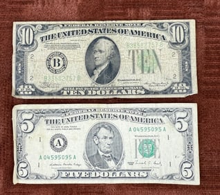 Series of 1934 $10 Bill & Series 1988 $5 Bill