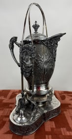 Impressive Antique 19th C Silver Pitcher on Stand