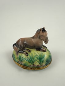 Vintage Hand Painted Porcelain Limoges Horse Box
