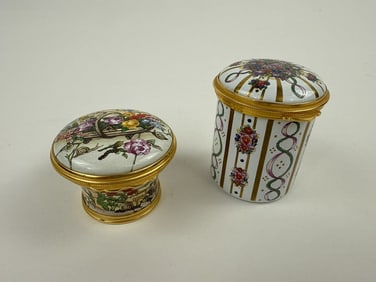 Two English Battersea Enamel Decorative Boxes