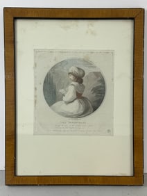 Antique 18th C Framed Engraving The Songstress