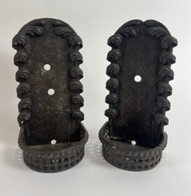 Pair Antique C 1900 Bronze Arts & Crafts Sconces