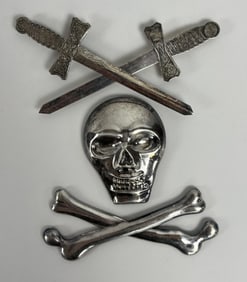 Antique Masonic Silver Skull & Cross Bones