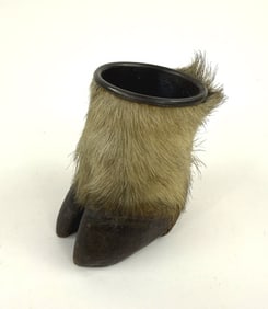 Antique Taxidermy Deer Hoof Decorative Cup