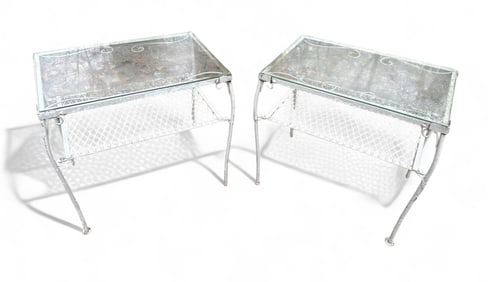 Outdoor Garden Mid Century Wrought Iron End Tables