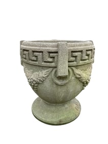 Vintage Garden Cast Stone Greek Key Motif Urn