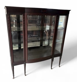 Antique C 1910 Edwardian Mahogany Curio Cabinet