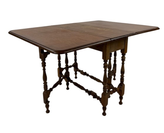 Antique Gate Leg Turned Wood Drop Leaf Table (1 of 15)