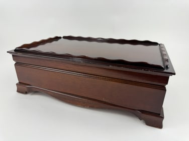 Vintage Mahogany Tone Silver Flatware Chest