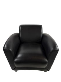 Contemporary Art Deco Style Black Leather Armchair