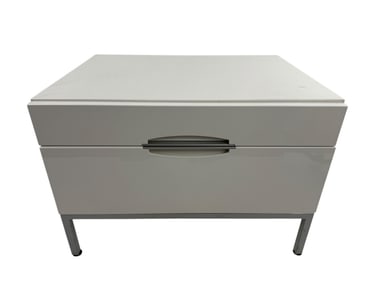 Contemporary Modern White Lacquered Nightstand