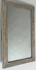 Antique Carved Wooden Mirror w Gilt Painted Detail