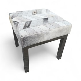 Contemporary Modern Chrome Stool w Cowhide