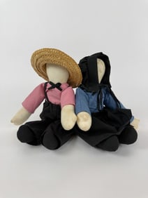 Pair of Handmade Vintage Amish Rag Dolls