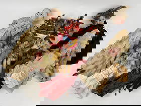 Collection of Antique Dolls Including Bisque Head: Collection of Antique Dolls Including Bisque Head. Collection of assorted antique and vintage dolls including German made Armand Marseille and Japanese emperor and empress. Also includes early cellulo