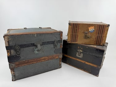 Three Antique & Vintage Doll or Child Size Trunks